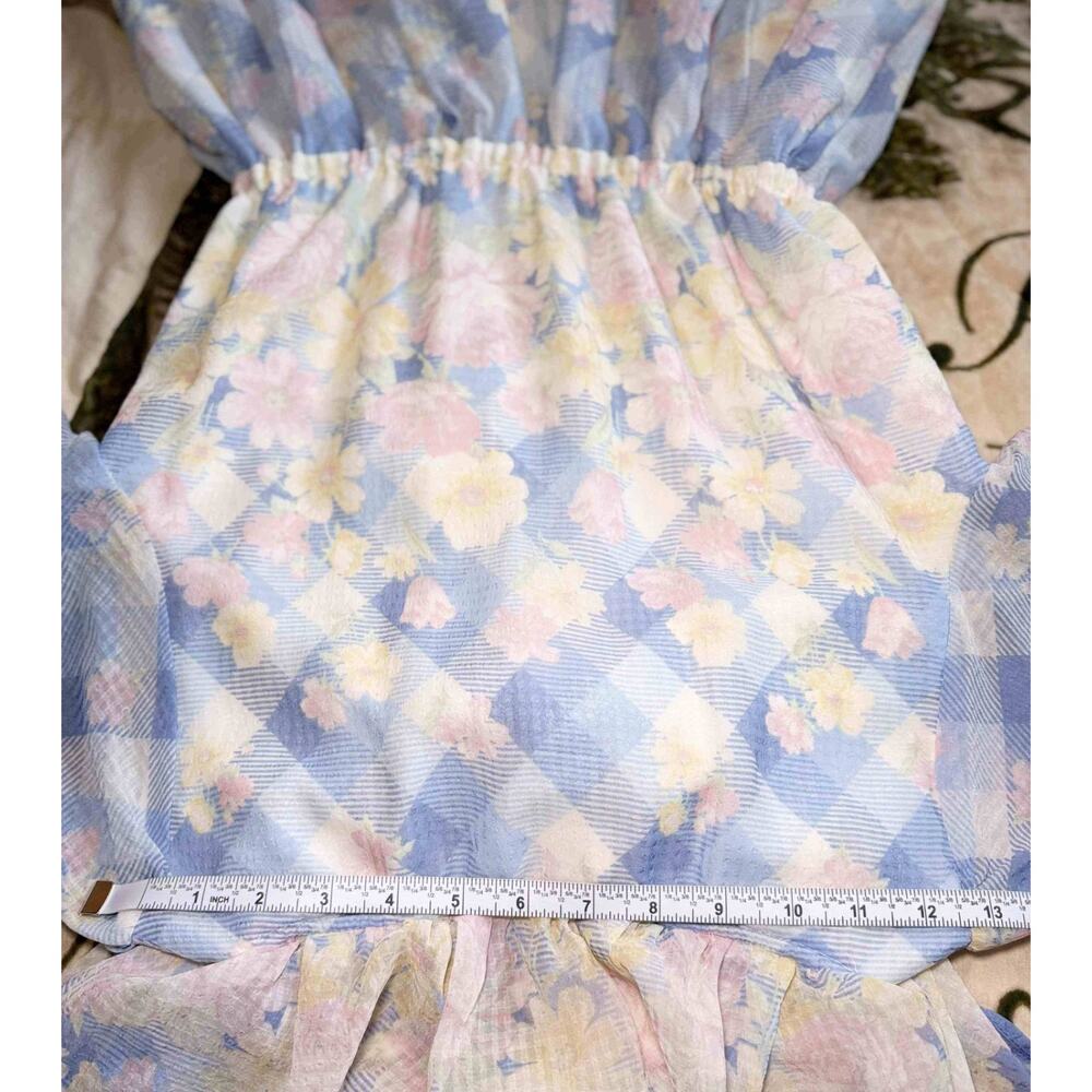Liz Lisa Gingham x Floral Ribbon Bow Dress Jfashion Gyaru Coquette Fairycore - Picture 12 of 16